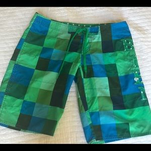 Billabong Green and Blue Shorts